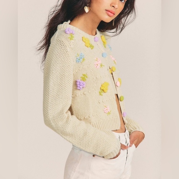 LoveShackFancy Sweaters - LoveShackFancy Briallon Cardigan Sweater Oatmeal